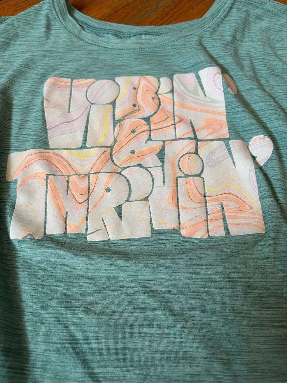 Girls' Aqua athletic Graphic Short Sleeve crop Top